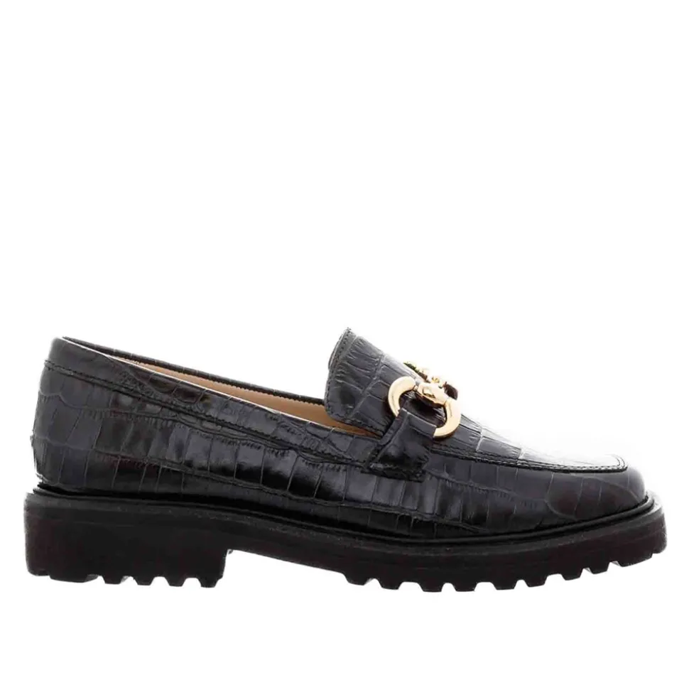 Petal Croc Leather Snaffle Loafers