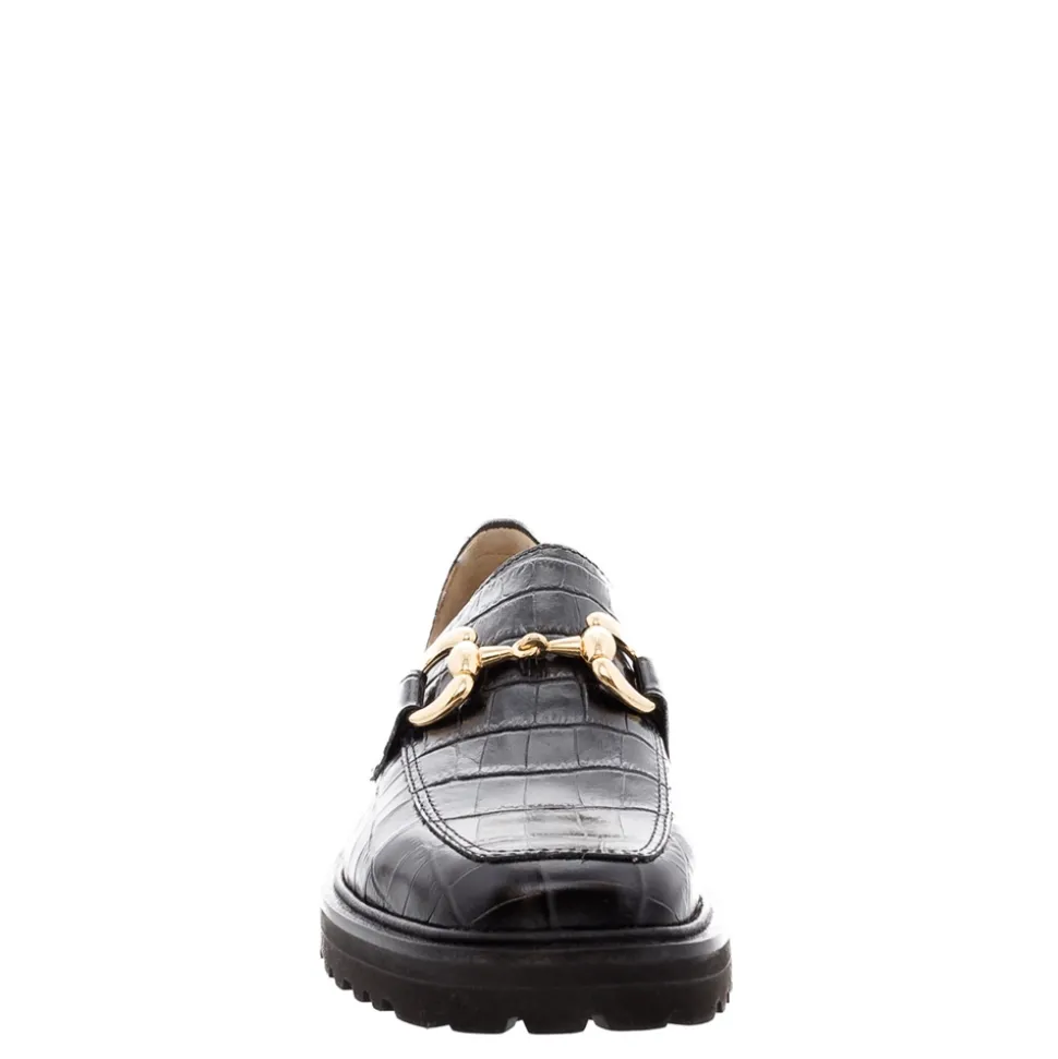 Petal Croc Leather Snaffle Loafers