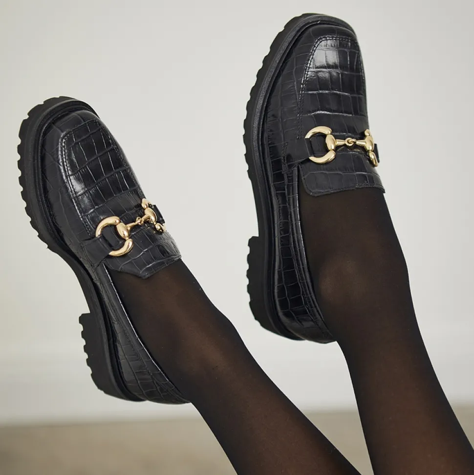 Petal Croc Leather Snaffle Loafers