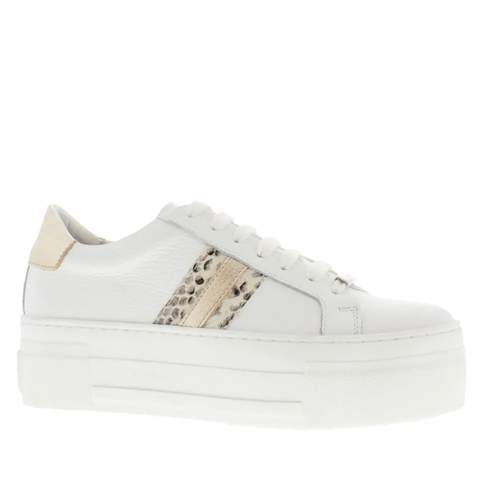 Polina Stripe Gold Platform Leather Trainers