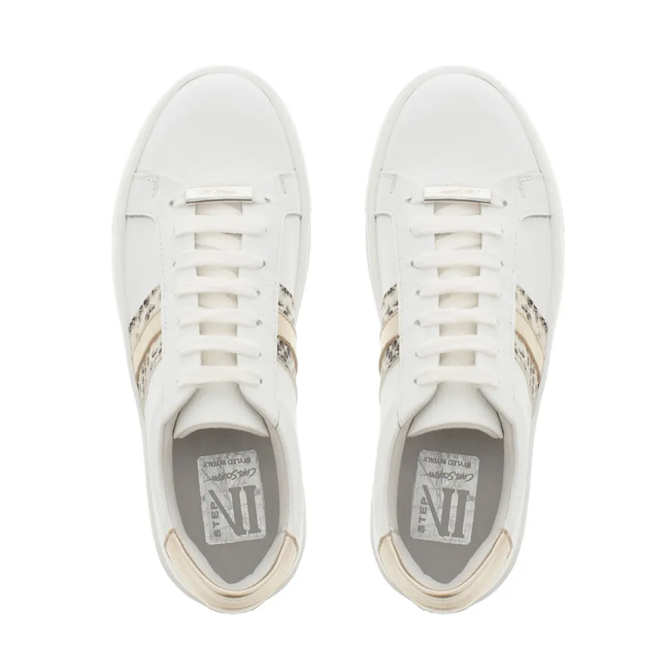 Polina Stripe Gold Platform Leather Trainers