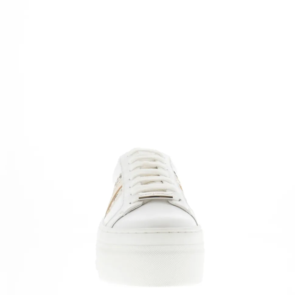 Polina Stripe Gold Platform Leather Trainers