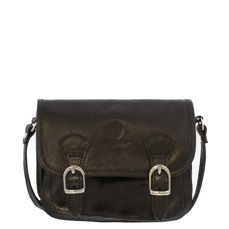 Rosario Black Italian Leather Satchel