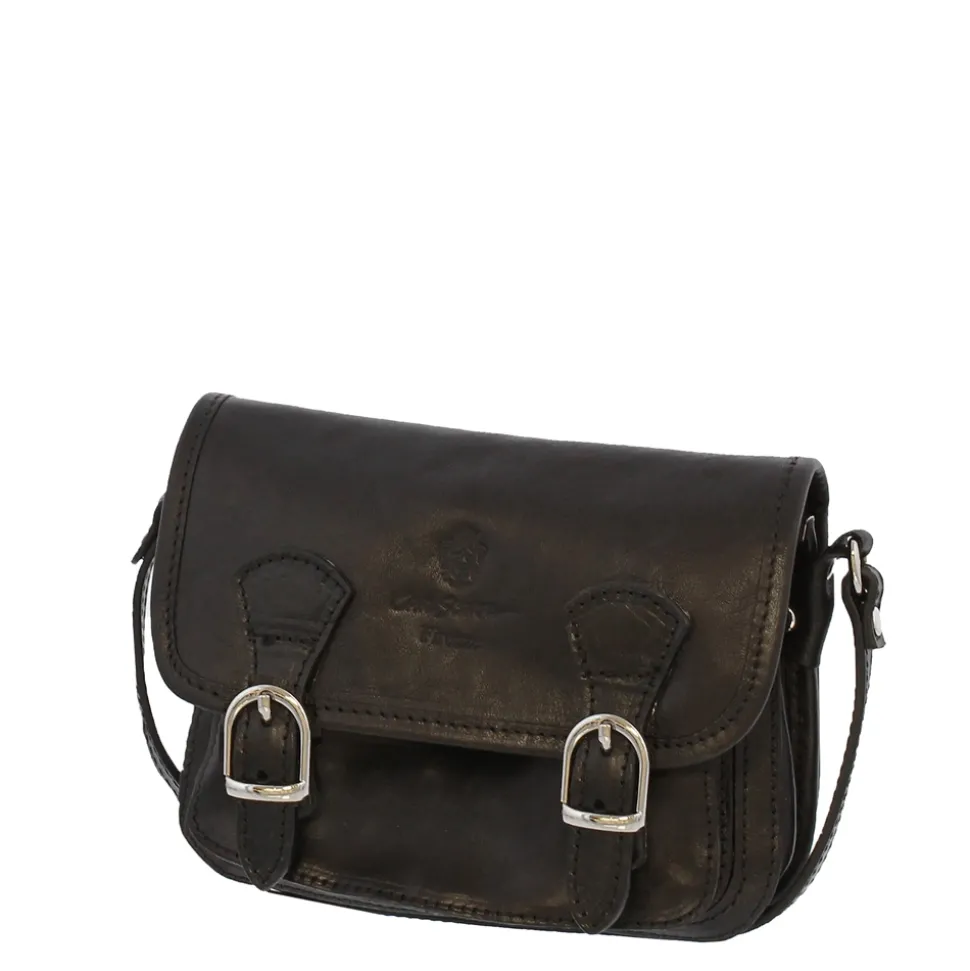 Rosario Black Italian Leather Satchel