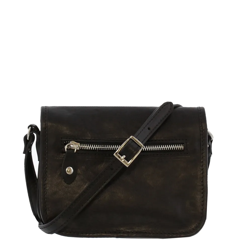 Rosario Black Italian Leather Satchel
