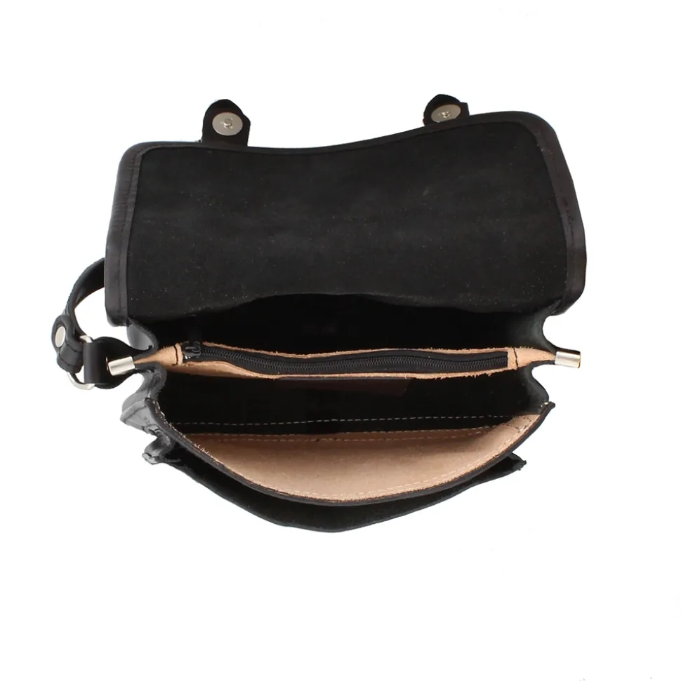 Rosario Black Italian Leather Satchel