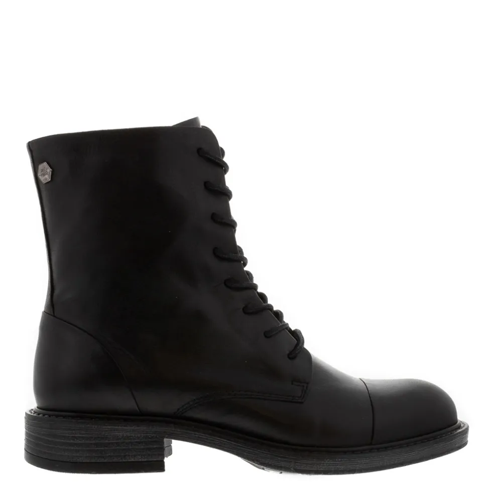 Rosemarie Black Leather Lace Up Ankle Boots