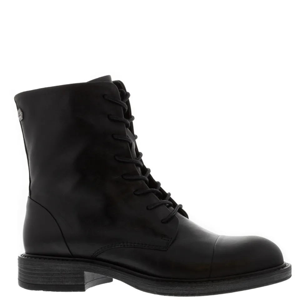 Rosemarie Black Leather Lace Up Ankle Boots