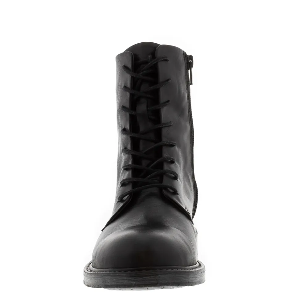 Rosemarie Black Leather Lace Up Ankle Boots