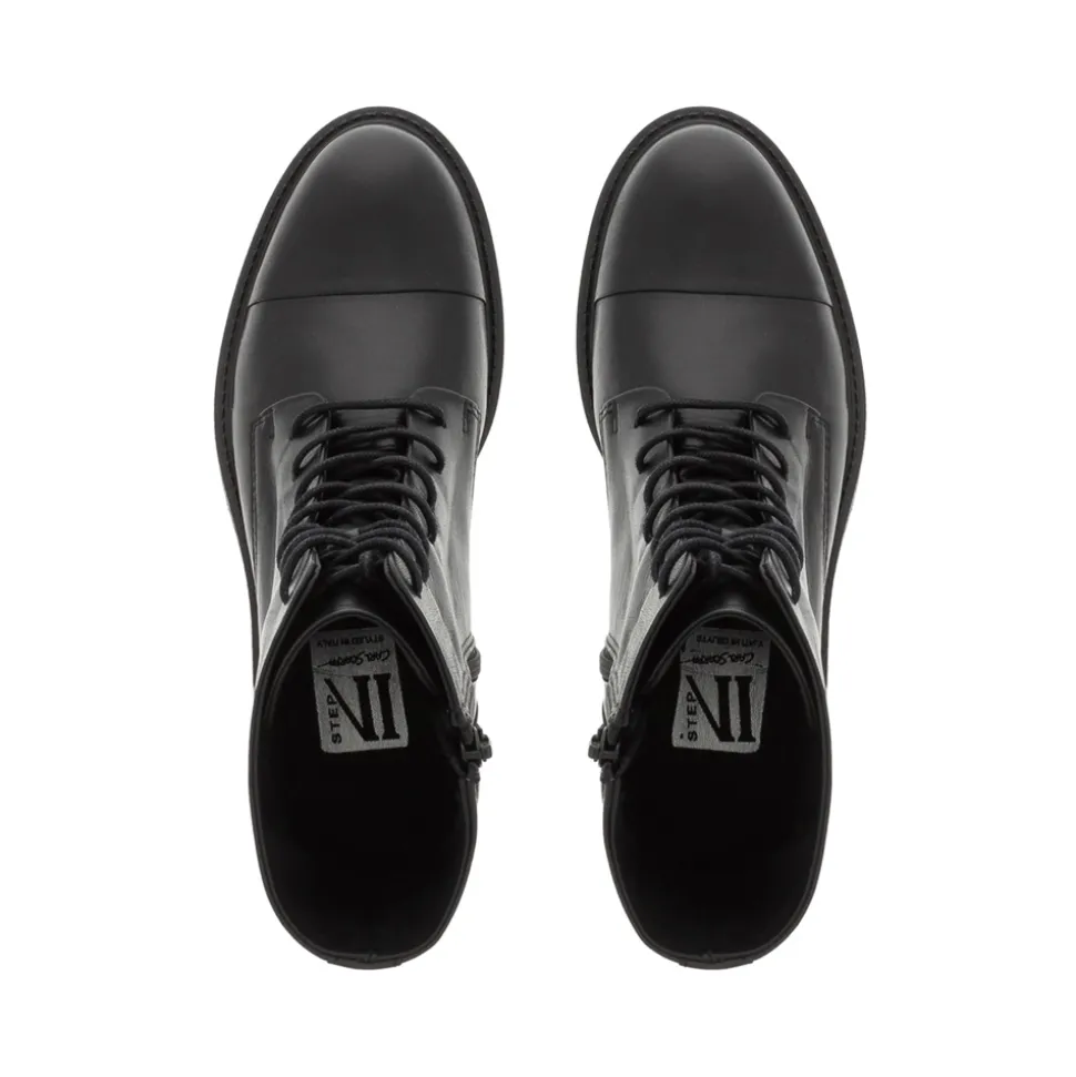Rosemarie Black Leather Lace Up Ankle Boots