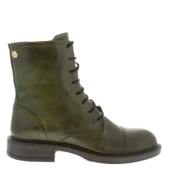 Rosemarie Green Leather Lace Up Ankle Boots