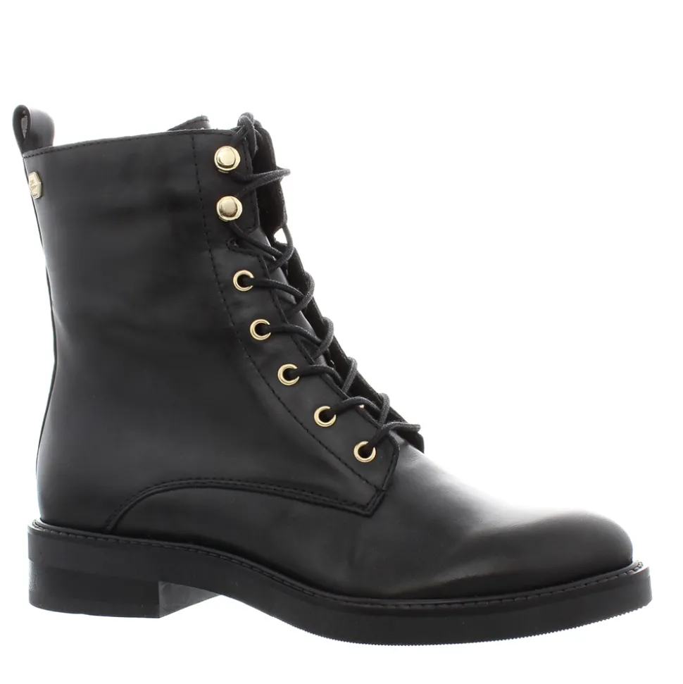 Roux Black Leather Lace Up Ankle Boots