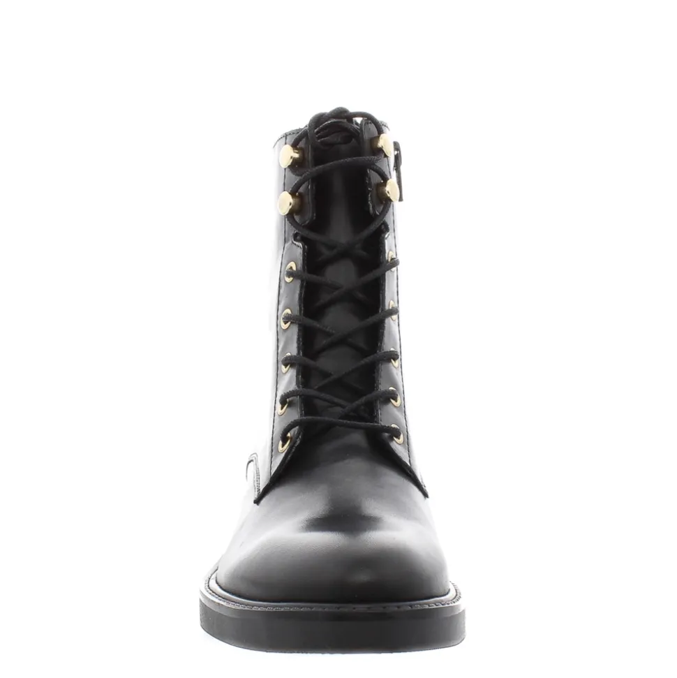 Roux Black Leather Lace Up Ankle Boots