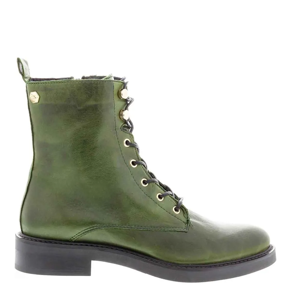 Roux Green Leather Lace Up Ankle Boots