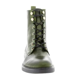 Roux Green Leather Lace Up Ankle Boots