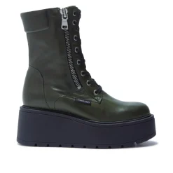 Sabbati Green Leather Ankle Boots