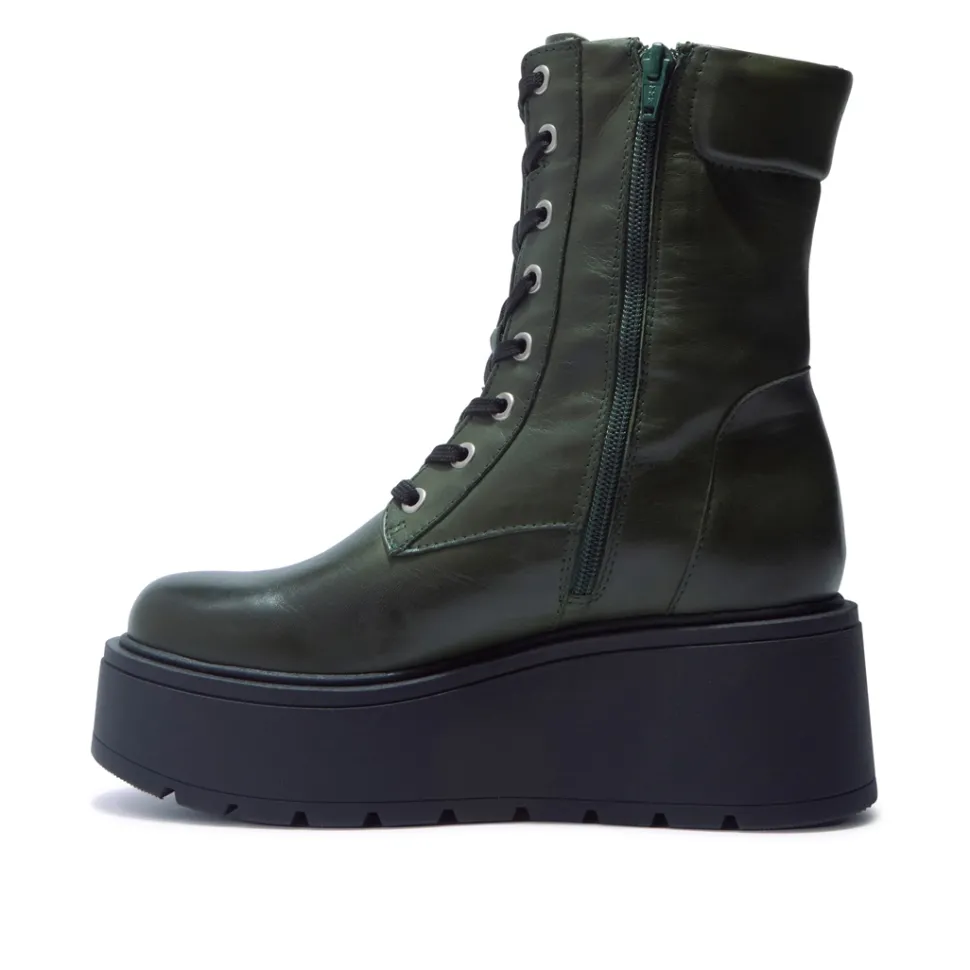 Sabbati Green Leather Ankle Boots