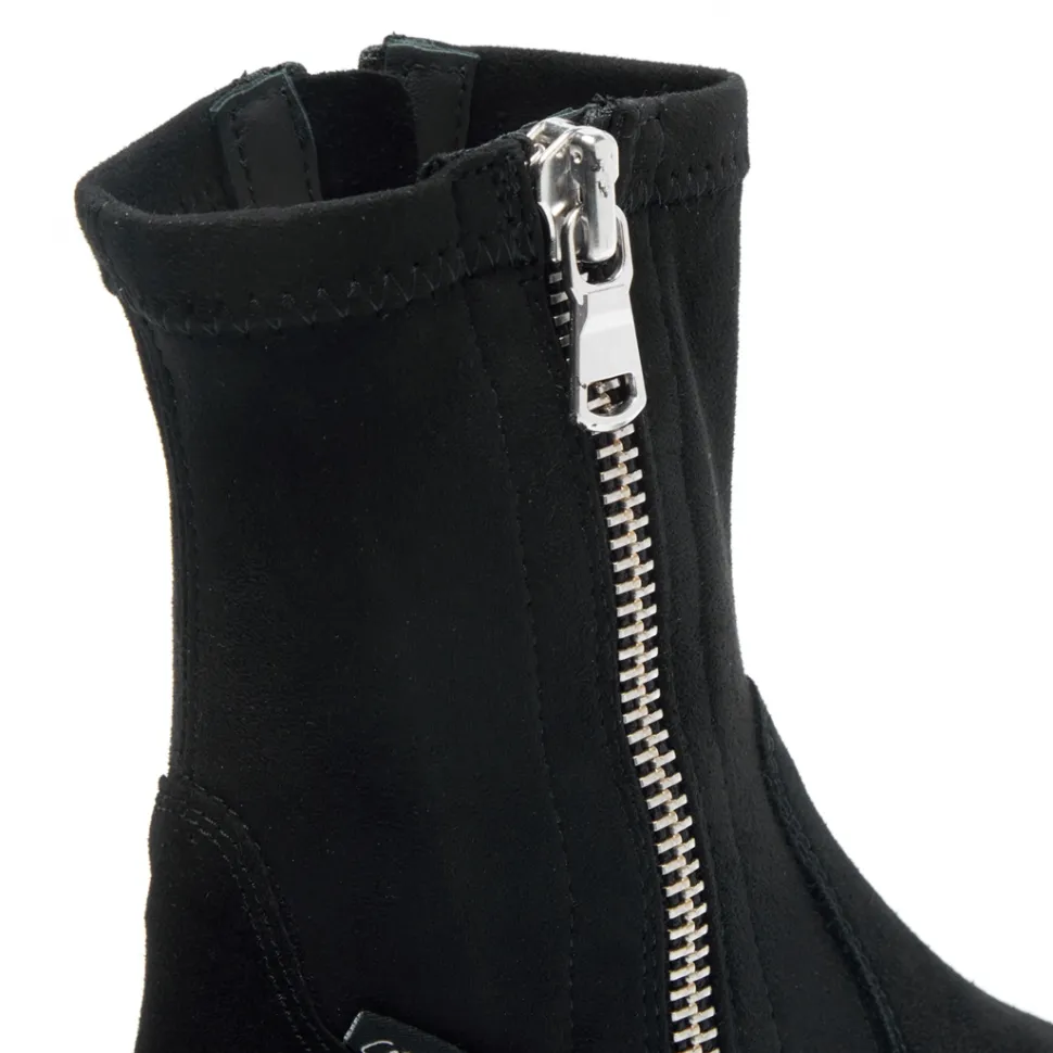 Saluzzo Black Suede Ankle Boots