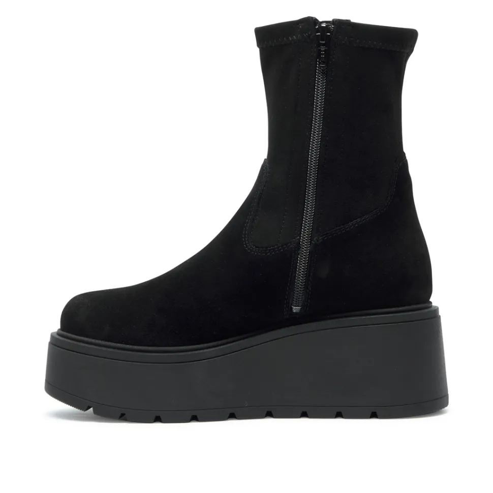 Saluzzo Black Suede Ankle Boots