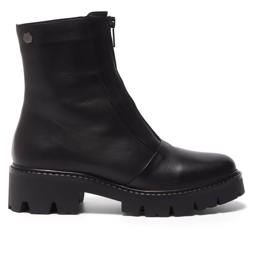 Sanica Black Leather Ankle Boots
