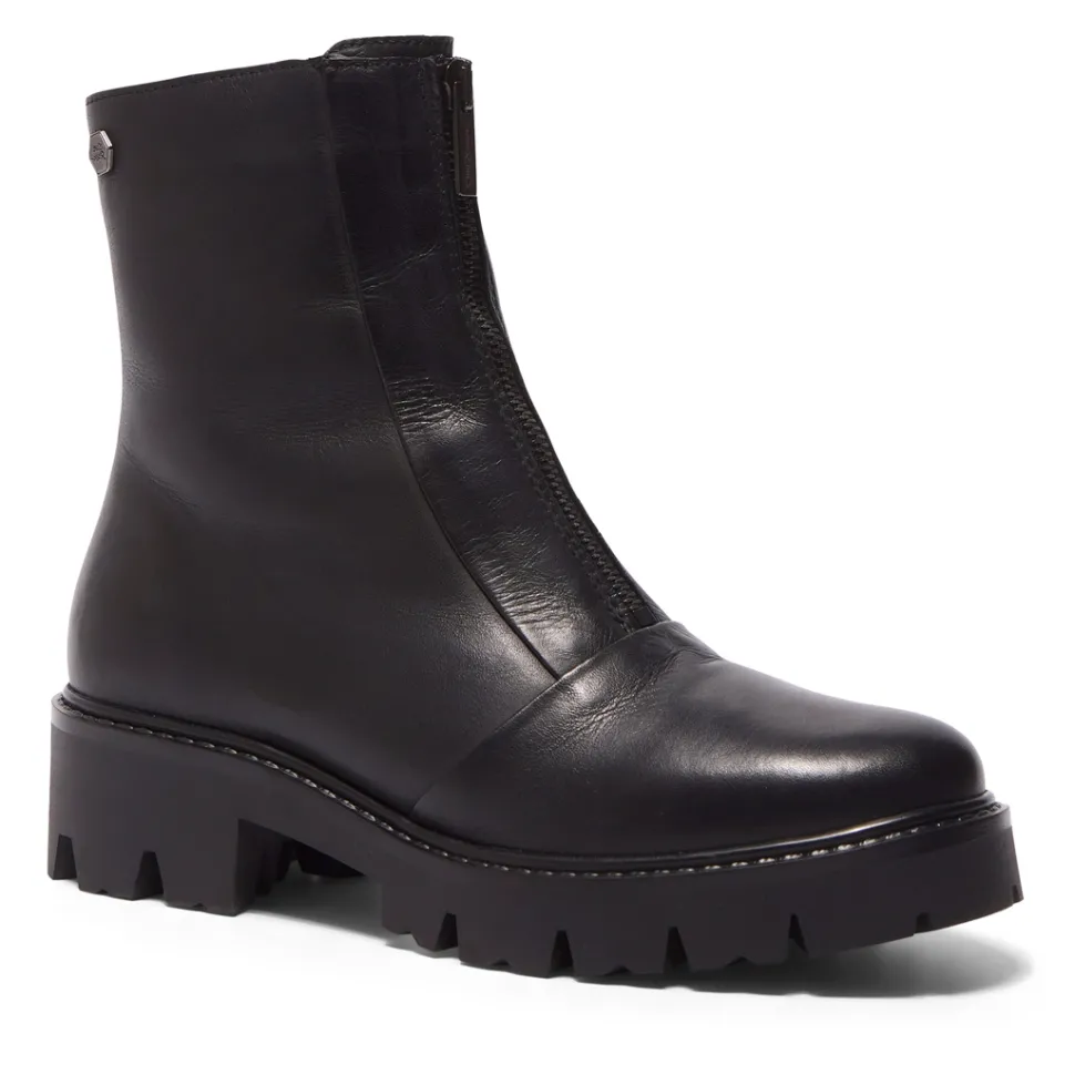 Sanica Black Leather Ankle Boots