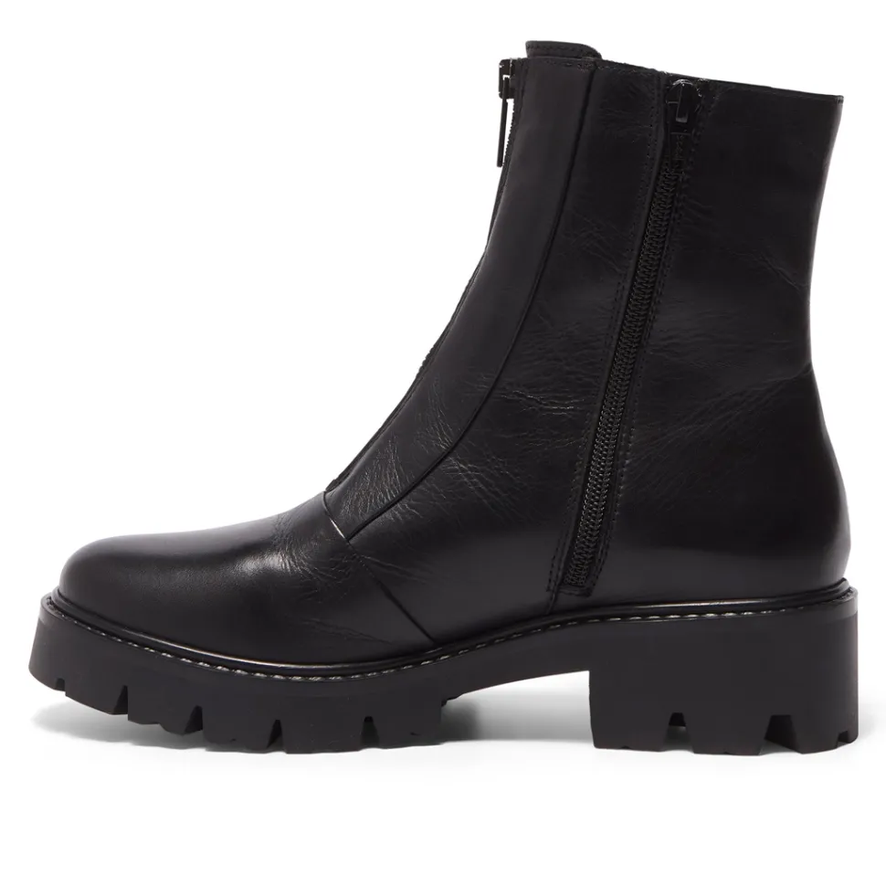 Sanica Black Leather Ankle Boots