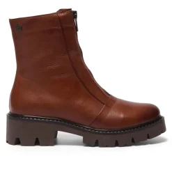 Sanica Tan Leather Zip-Up Ankle Boots