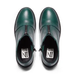 Sanica Teal Leather Zip-Up Ankle Boots