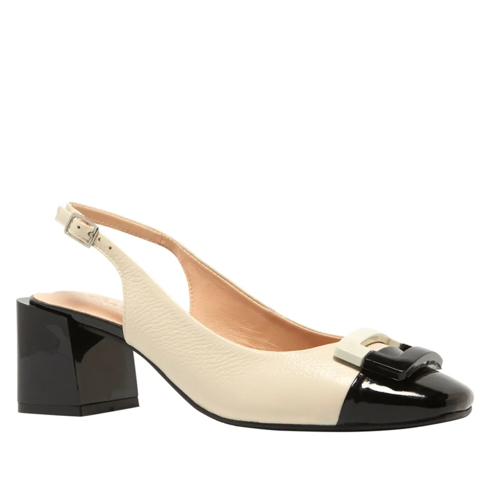 Sardinia Off White Leather Block Heel Courts