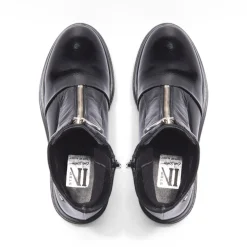 Savita Black Patent Leather Zip-Up Ankle Boots