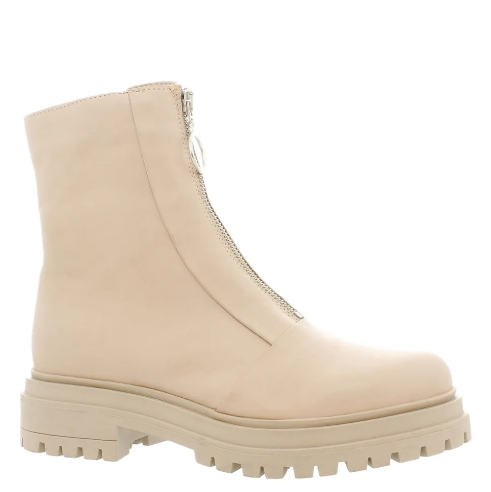 Savita Off White Leather Zip-Up Ankle Boots