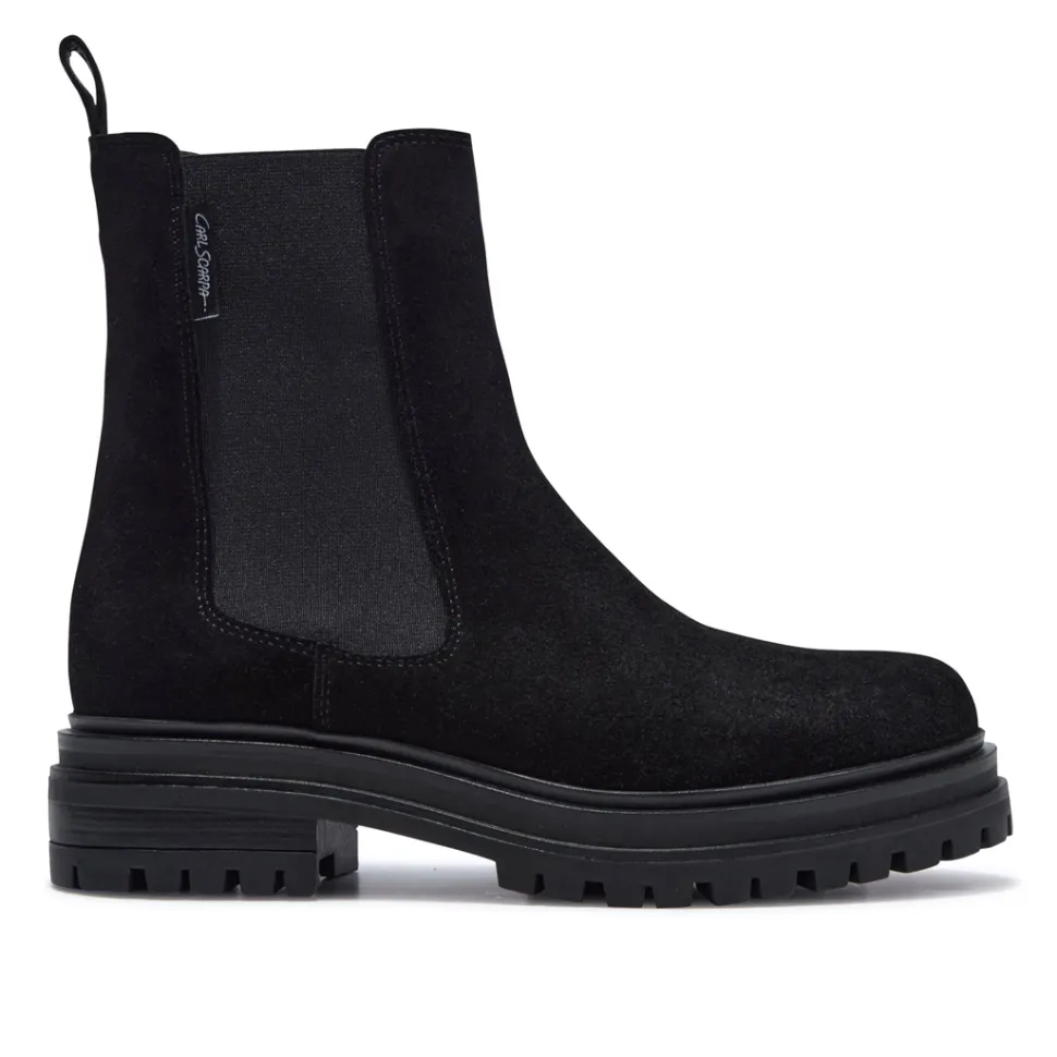 Selessia Black Suede Ankle Boots