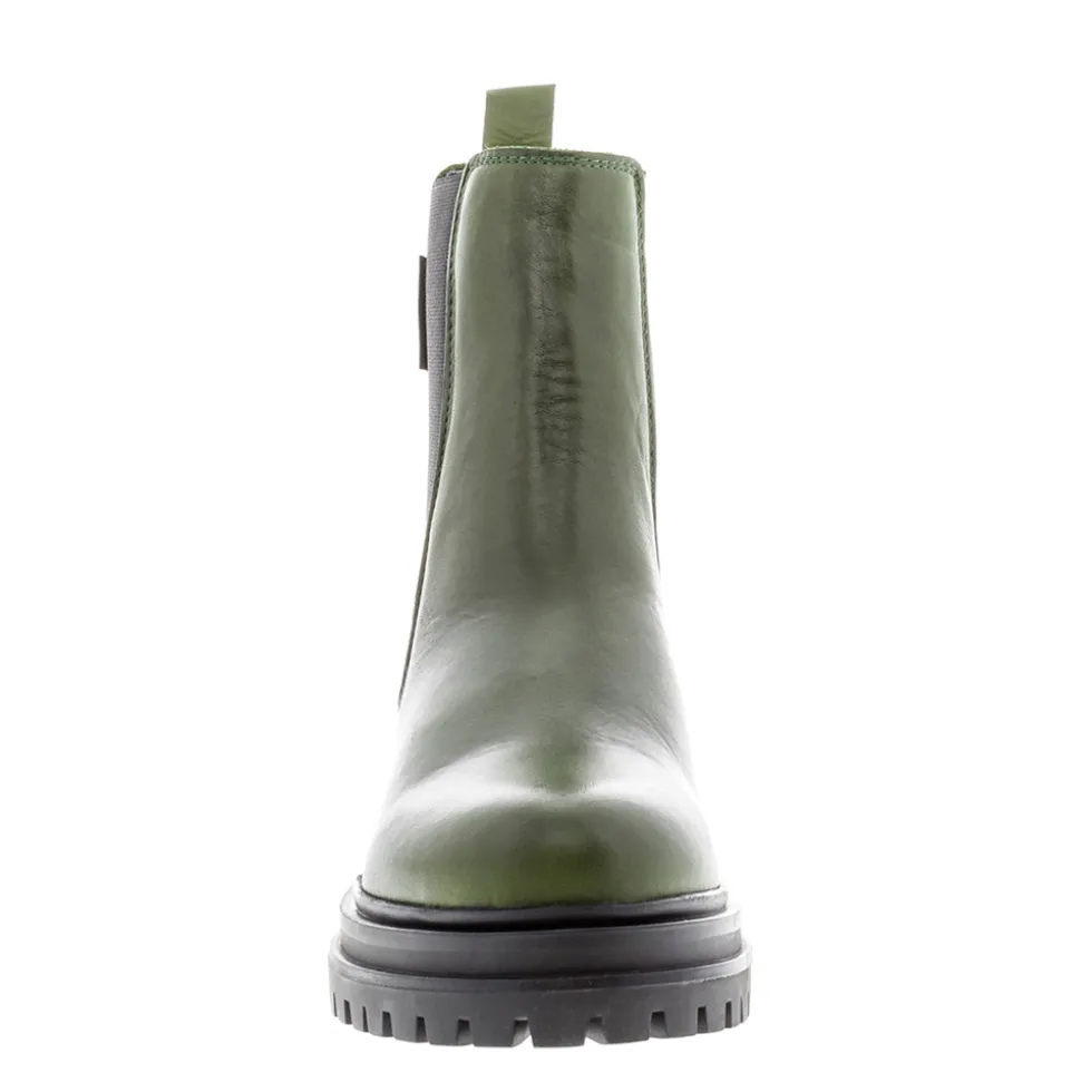 Selessia Green Leather Chelsea Boots