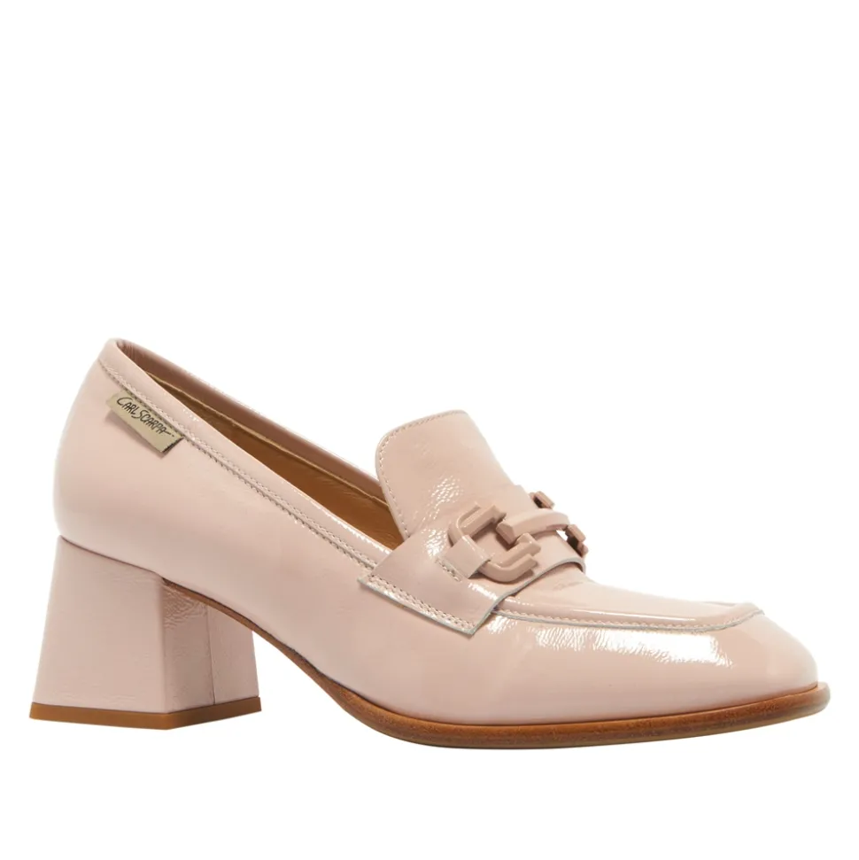 Senso Blush Leather Block Heel Loafers