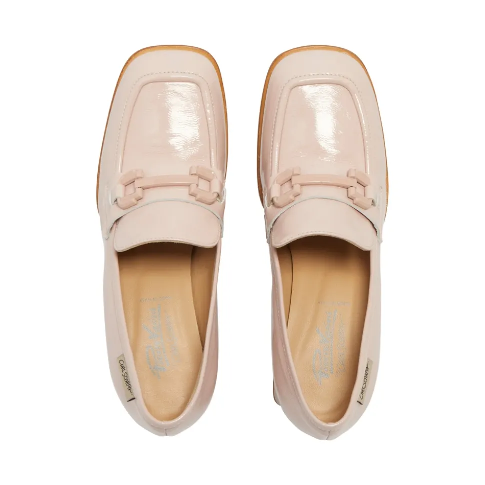 Senso Blush Leather Block Heel Loafers