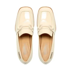 Senso Off White Leather Block Heel Loafers