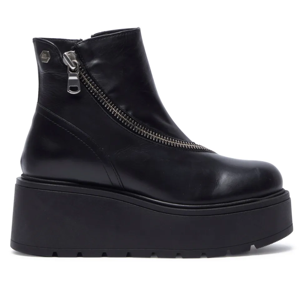 Serpentina Black Leather Ankle Boots