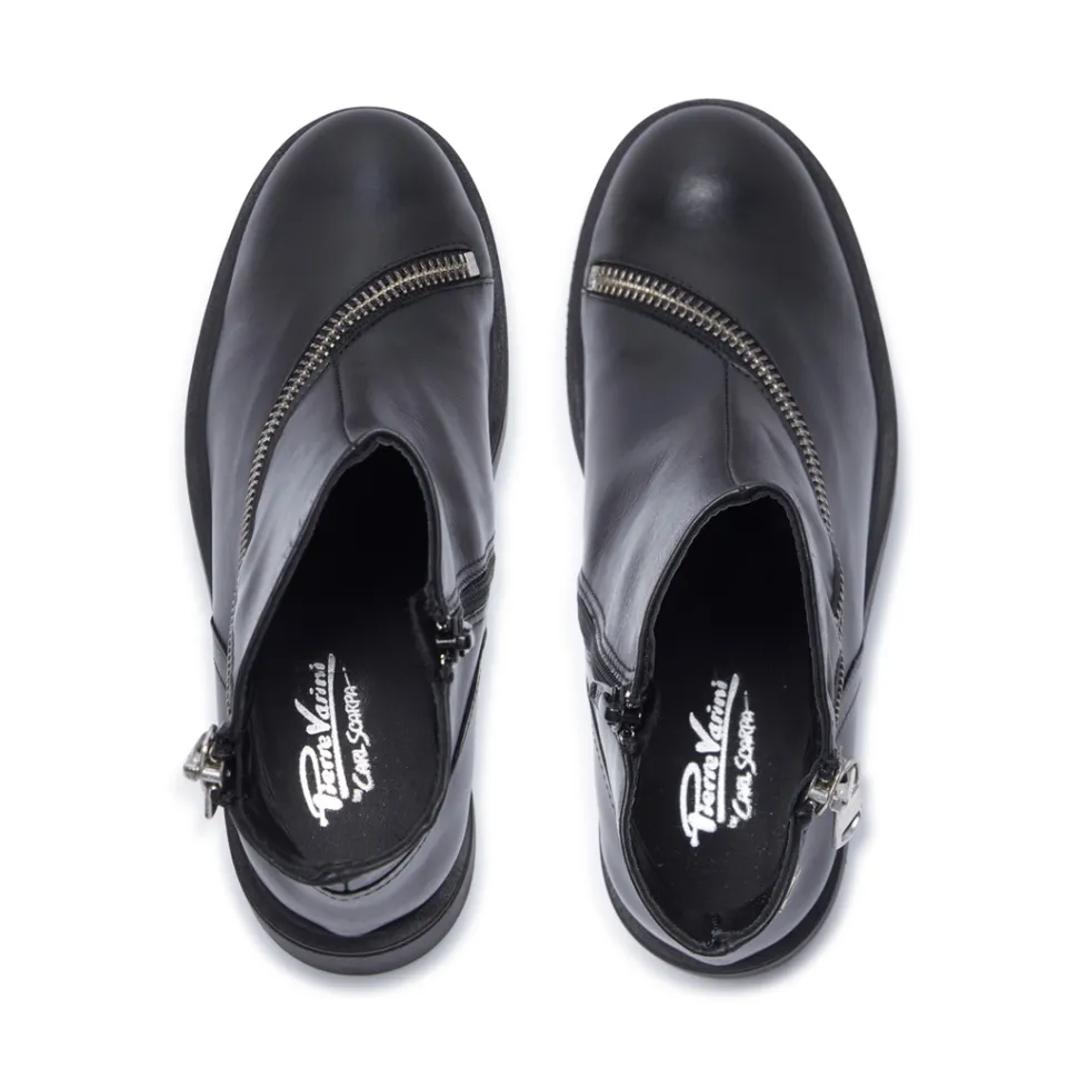 Serpentina Black Leather Ankle Boots