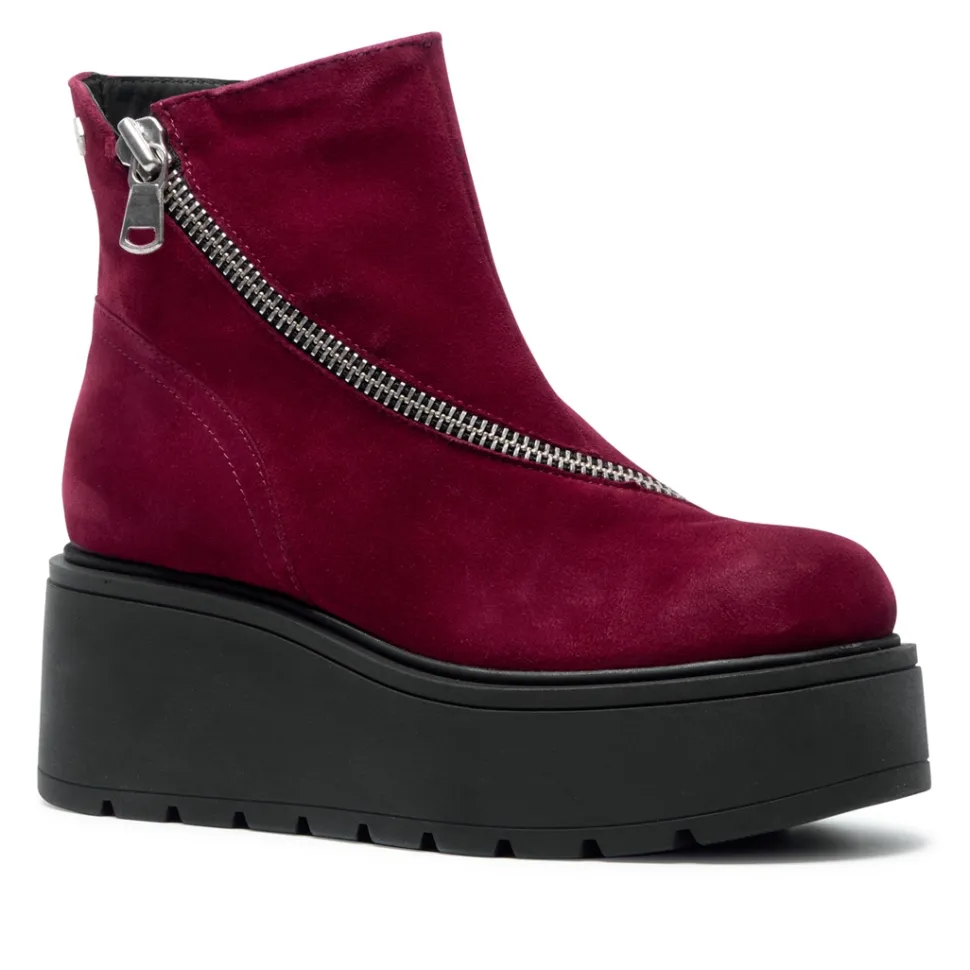 Serpentina Burgundy Suede Ankle Boots