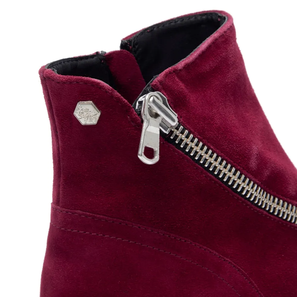Serpentina Burgundy Suede Ankle Boots