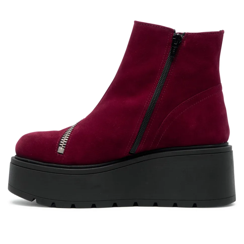 Serpentina Burgundy Suede Ankle Boots