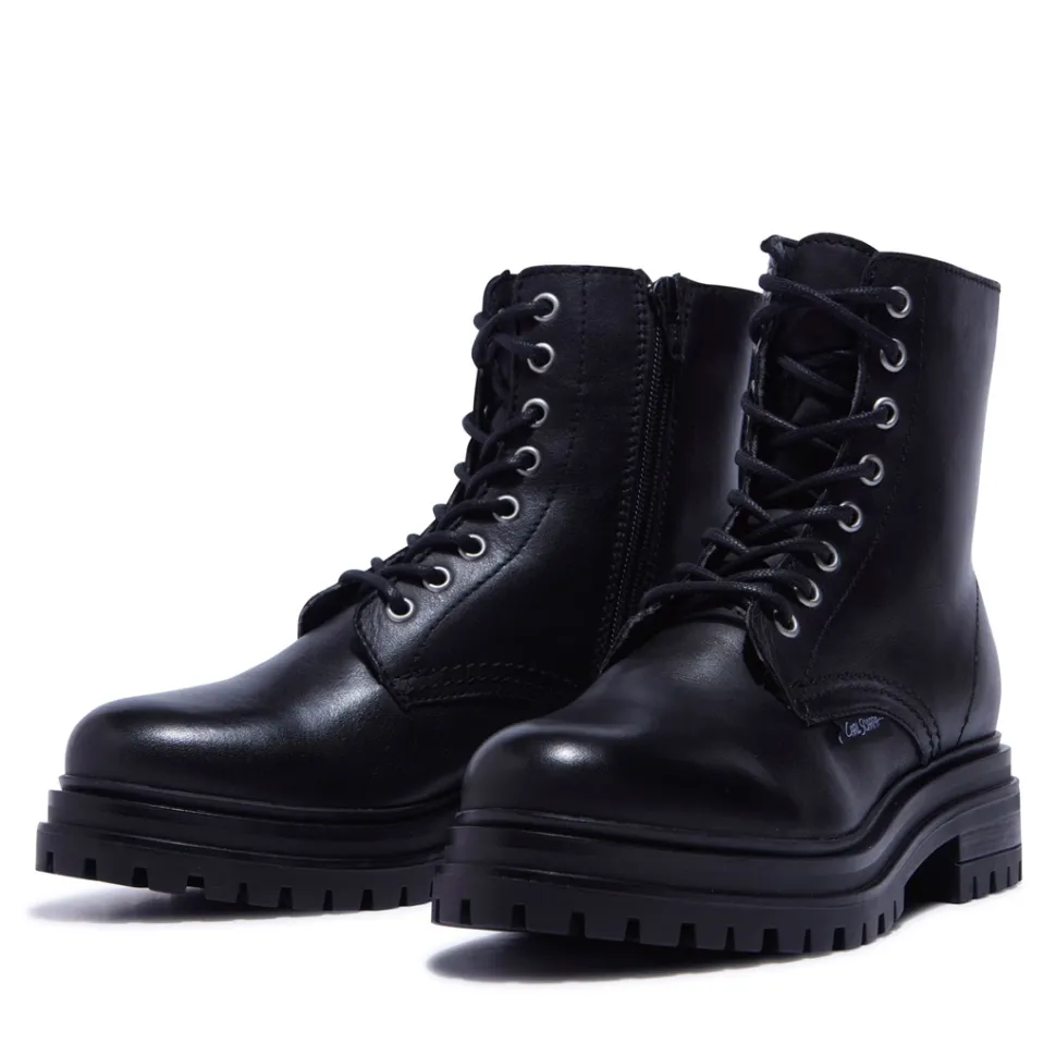 Seville Black Leather Ankle Boots