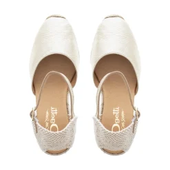 Sicily Champagne Leather Espadrille Wedge Sandals