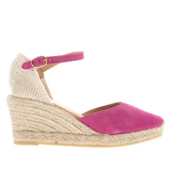 Sicily Fuchsia Suede Espadrille Wedge Sandals