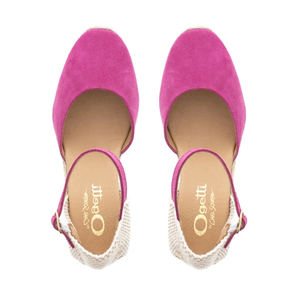 Sicily Fuchsia Suede Espadrille Wedge Sandals