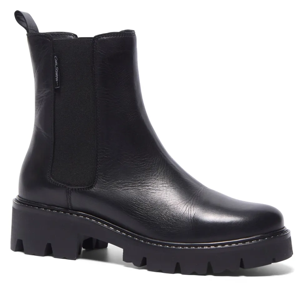 Solette Black Leather Chelsea Boots