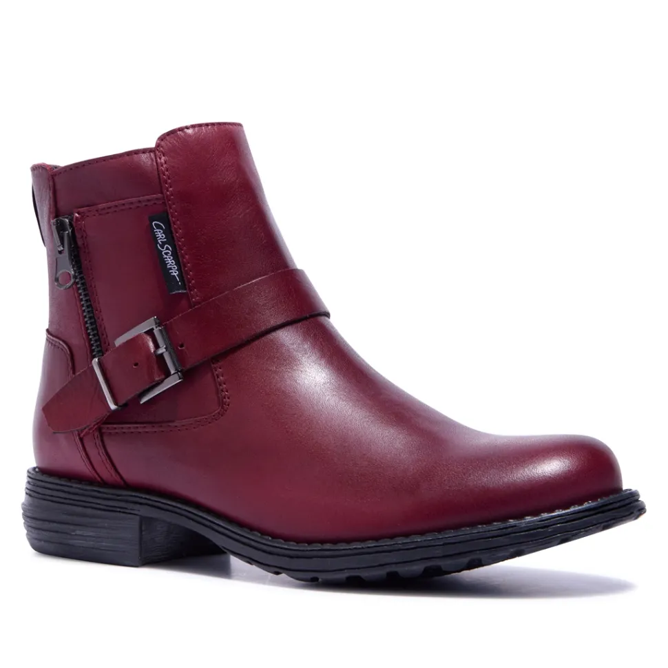 Sumaya Bordo Leather Ankle Boots