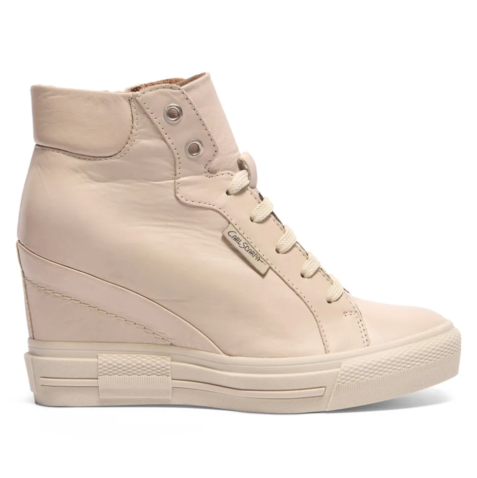 Tabita Off White Leather Platform Trainers