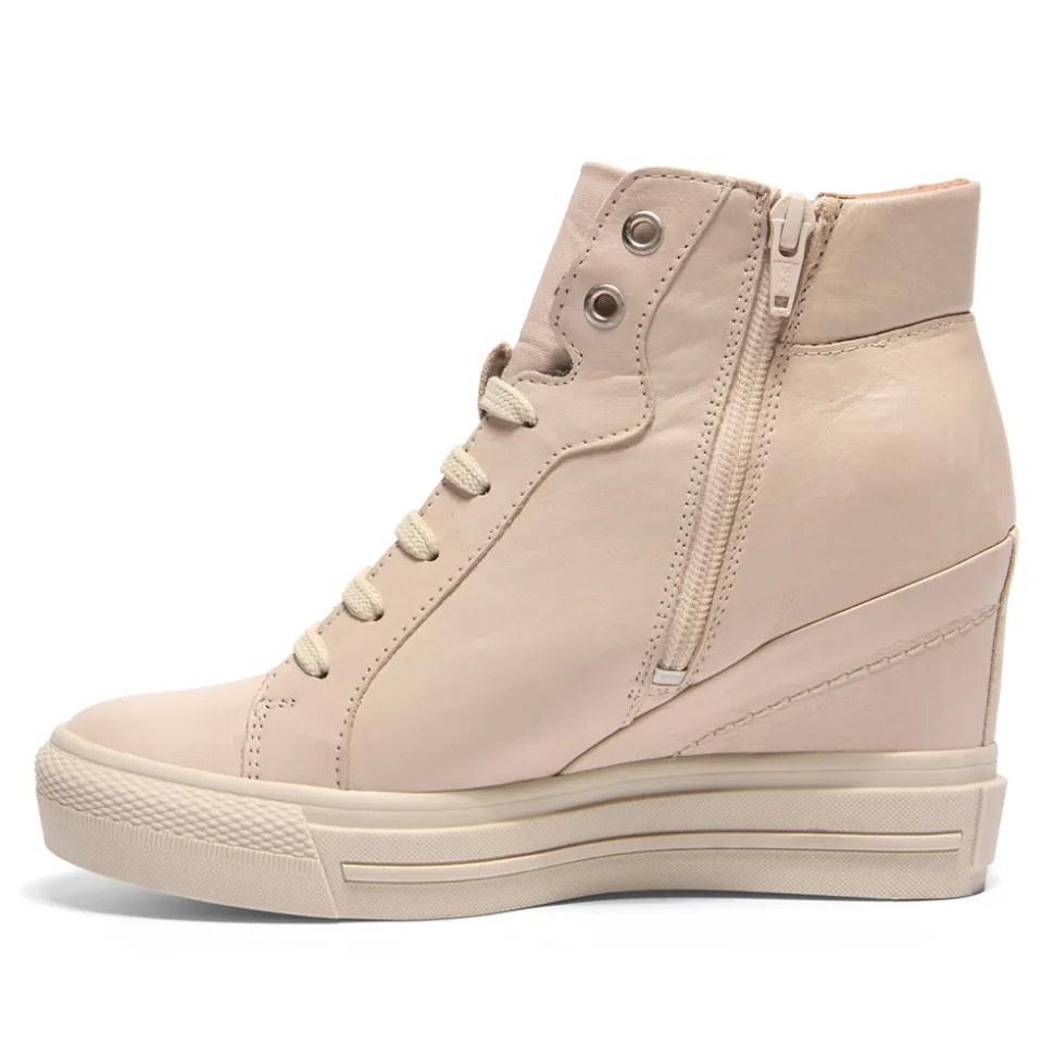 Tabita Off White Leather Platform Trainers