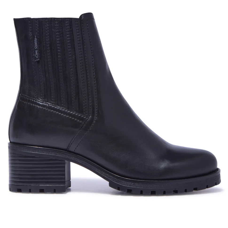 Trepani Black Leather Ankle Boots
